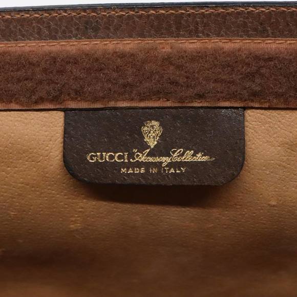 GUCCI GG Canvas Web Sherry Line Clutch Bag PVC Leather Beige Green Auth 90836 - Picture 9 of 16